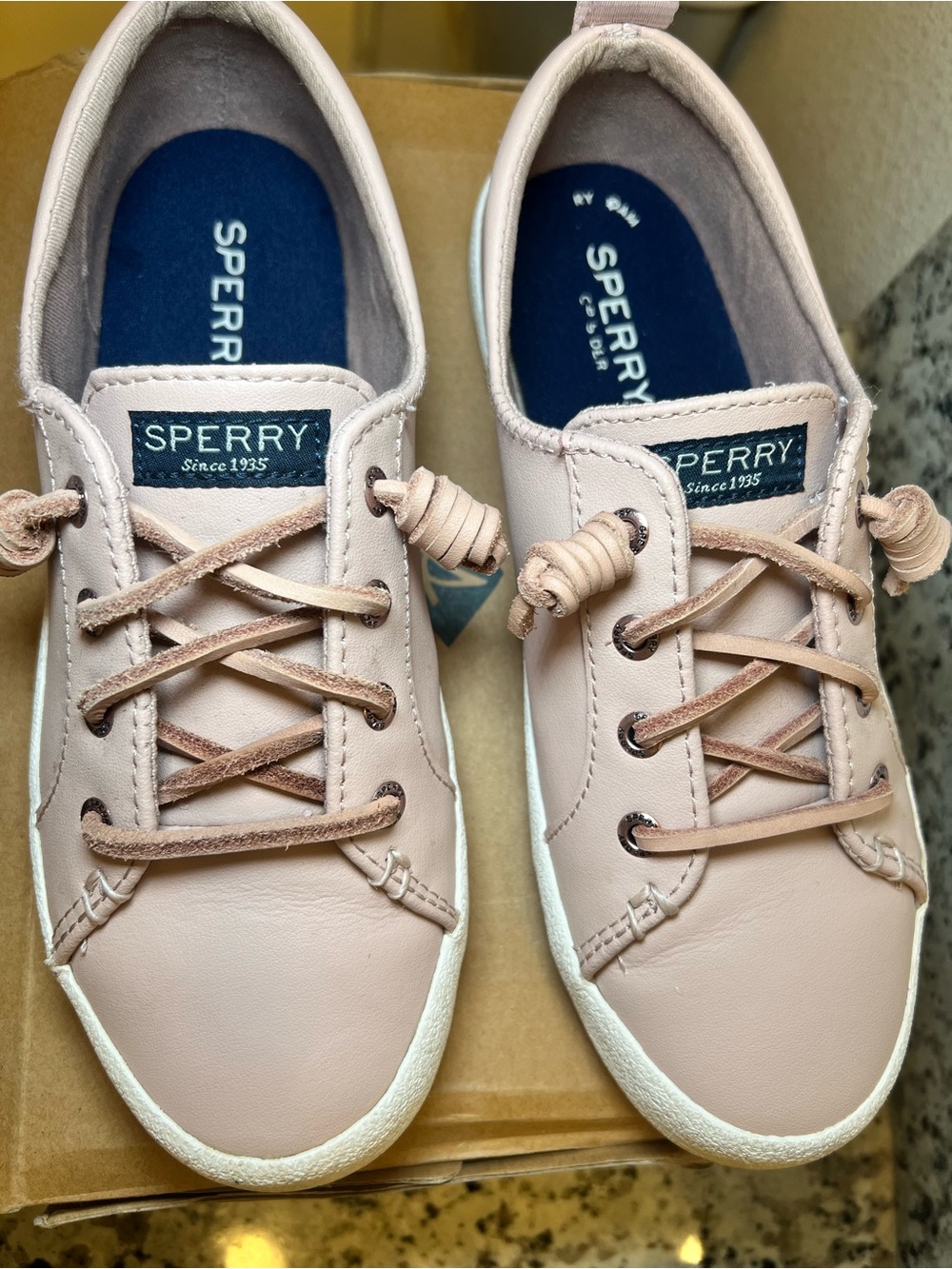 Sperry Blush Pink Leather Lace-Up Sneakers